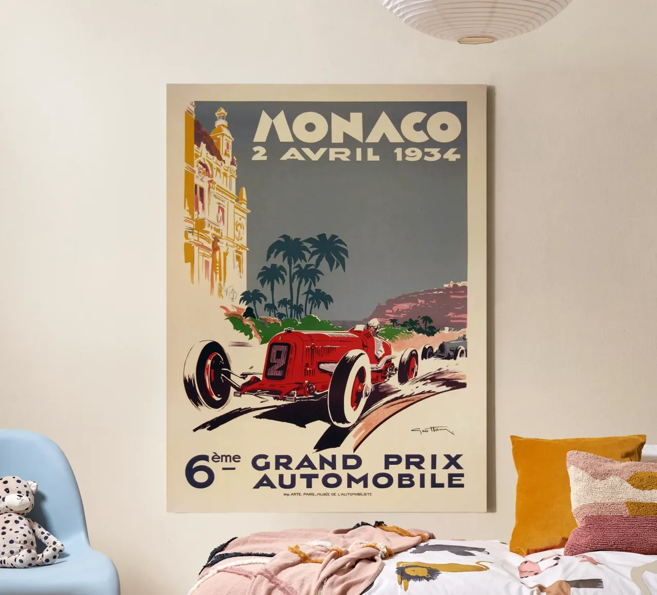 Manifesto del Gran Premio di Monaco del 1934 tela con Cornice a cassetta da Queenshop