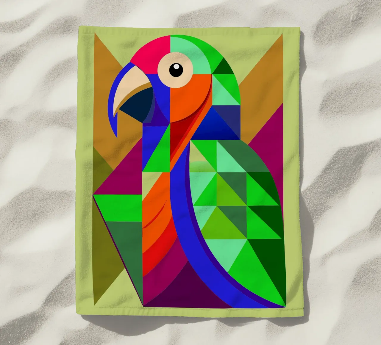 ilustrazione geometrica del pappagallo telo mare da nemaro