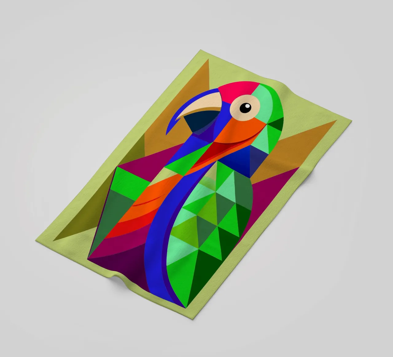 ilustrazione geometrica del pappagallo telo mare da nemaro