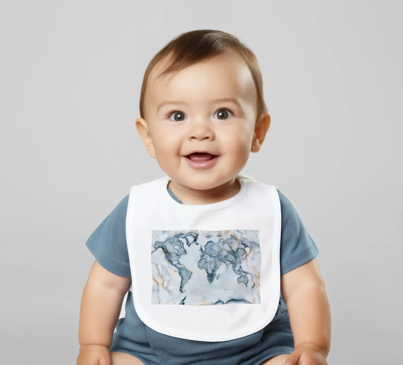 World Marble Map baby bib by Octavian