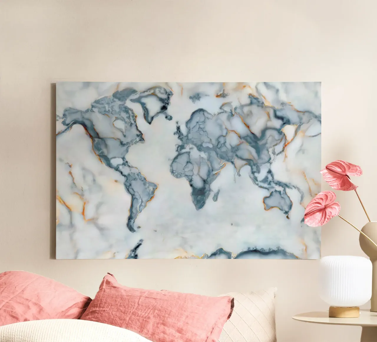 World Marble Map canvas van Octavian
