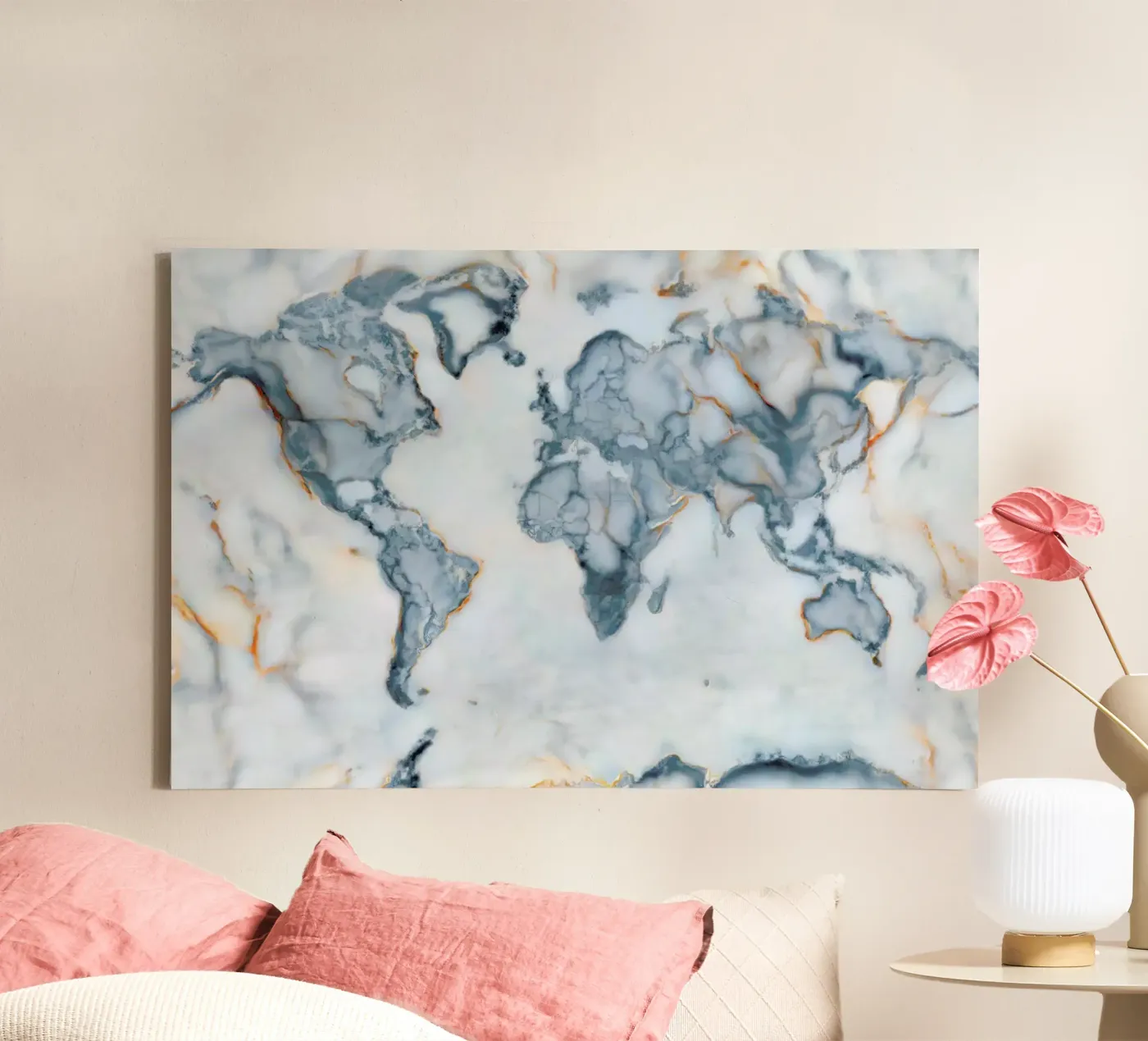 World Marble Map canvas by Octavian