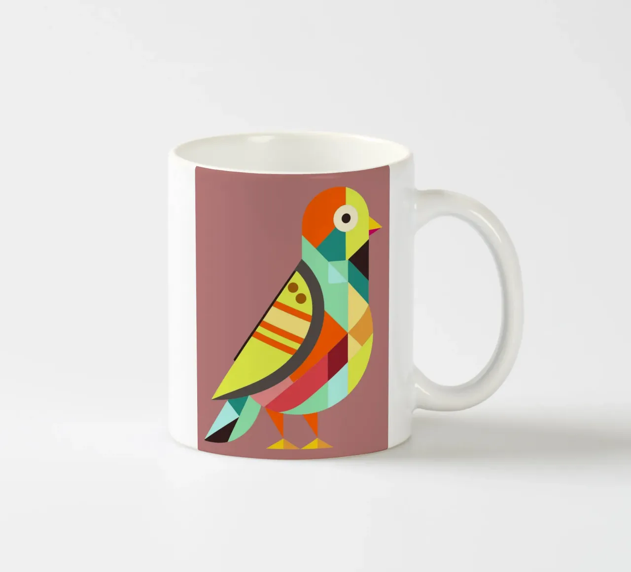 ilustrazione geometrica del piccione tazza in ceramica da nemaro