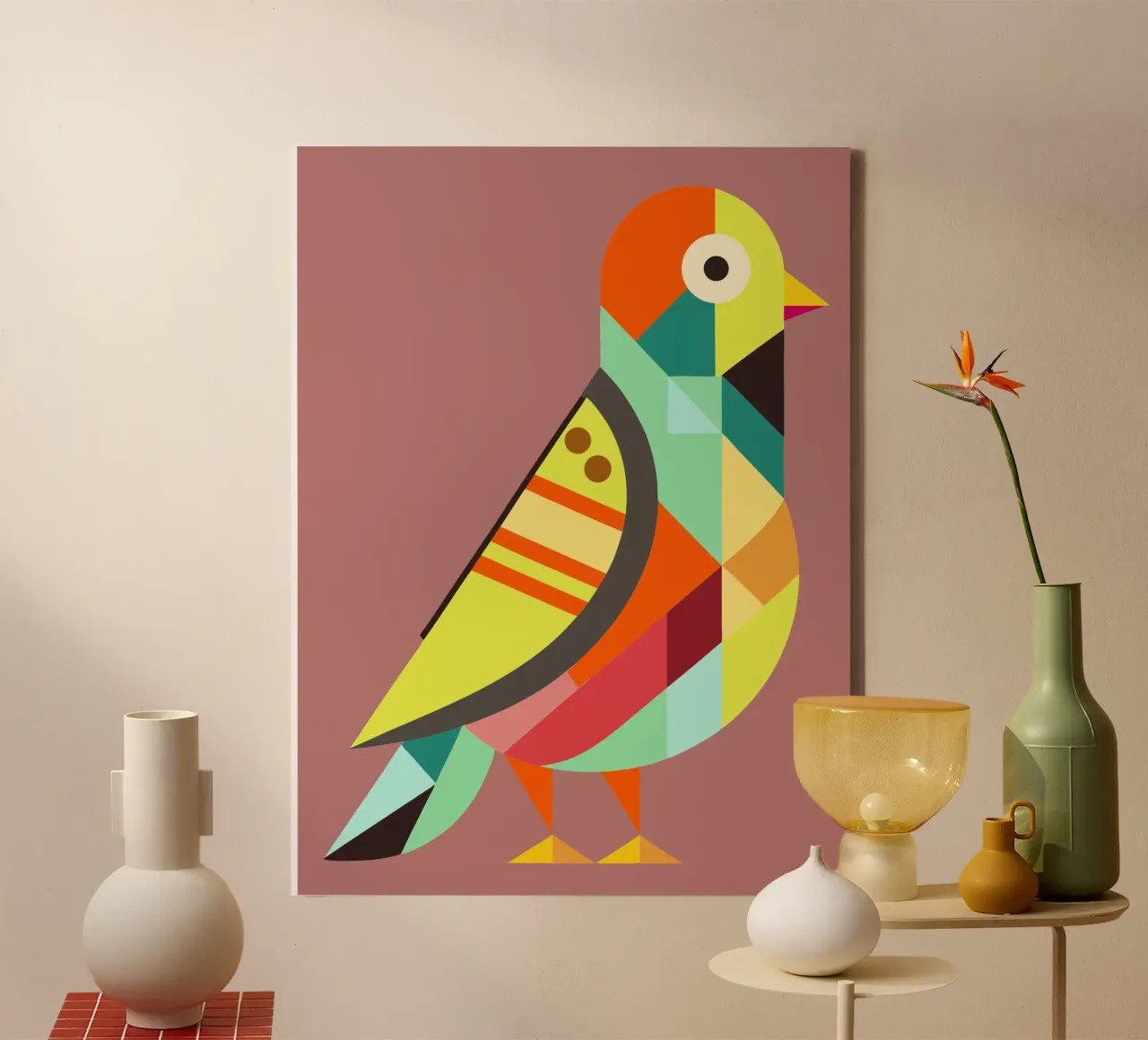 pigeon geometrics ilustration canvas by nemaro