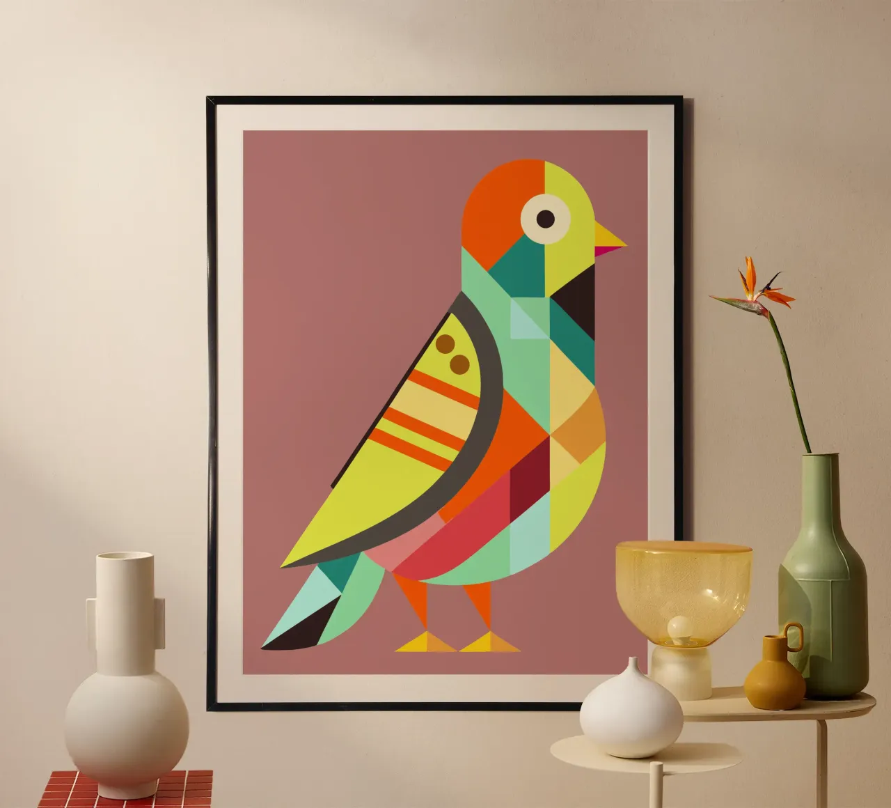 pigeon geometrics ilustration hahnemühle by nemaro