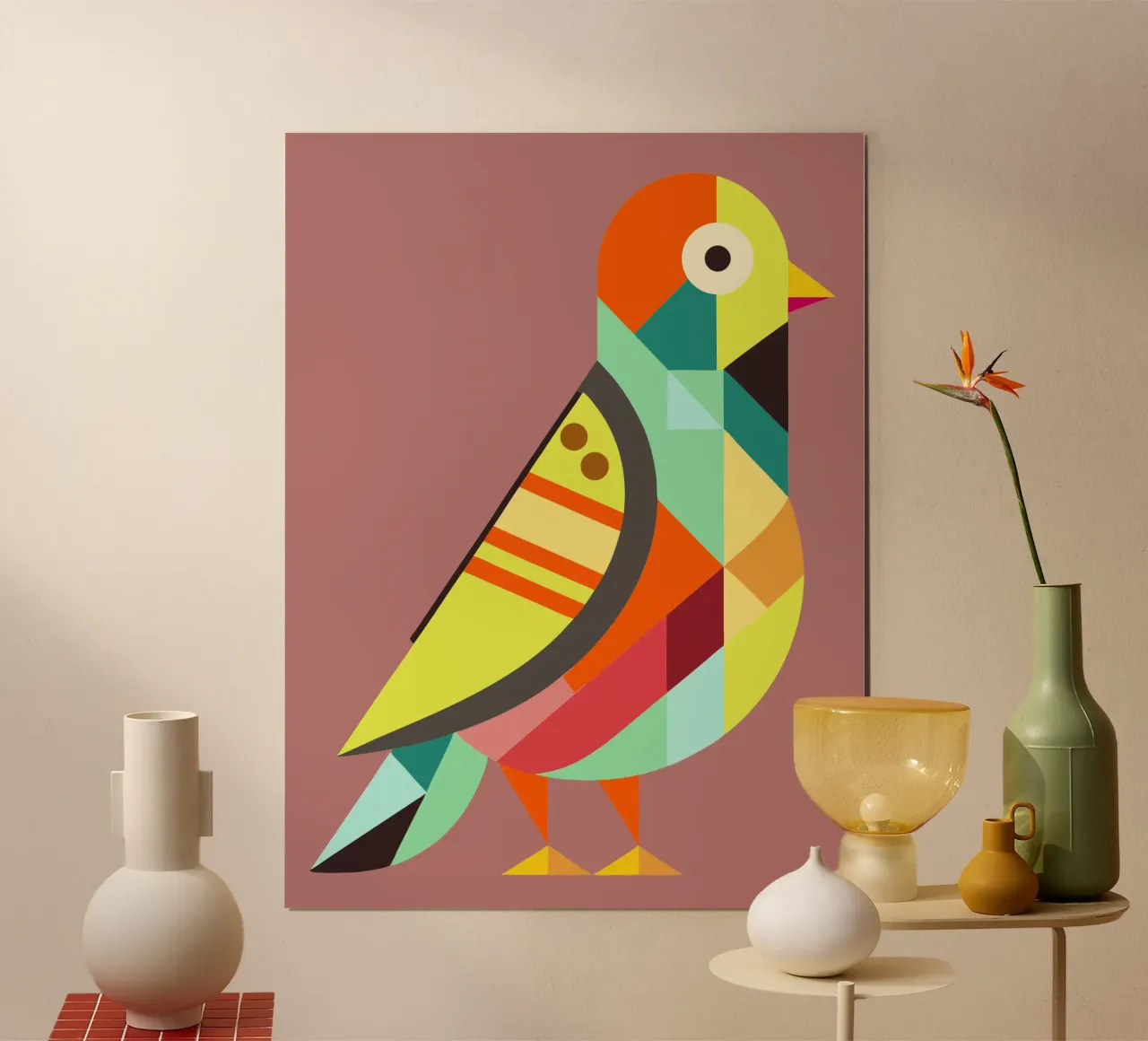 pigeon geometrics ilustration hahnemühle by nemaro