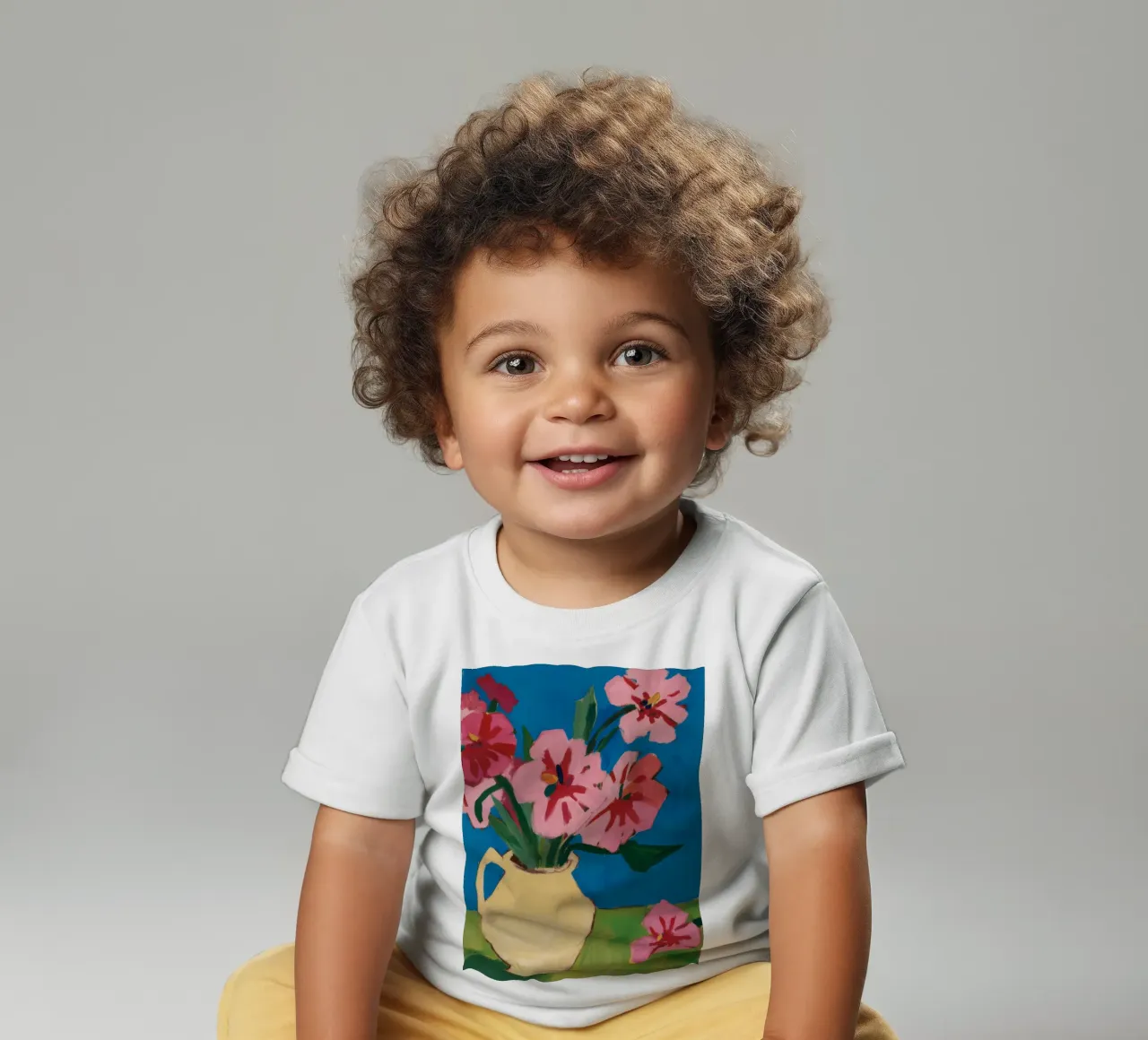 Ochre Tulip Embrace baby t-shirt by Fable Tempa