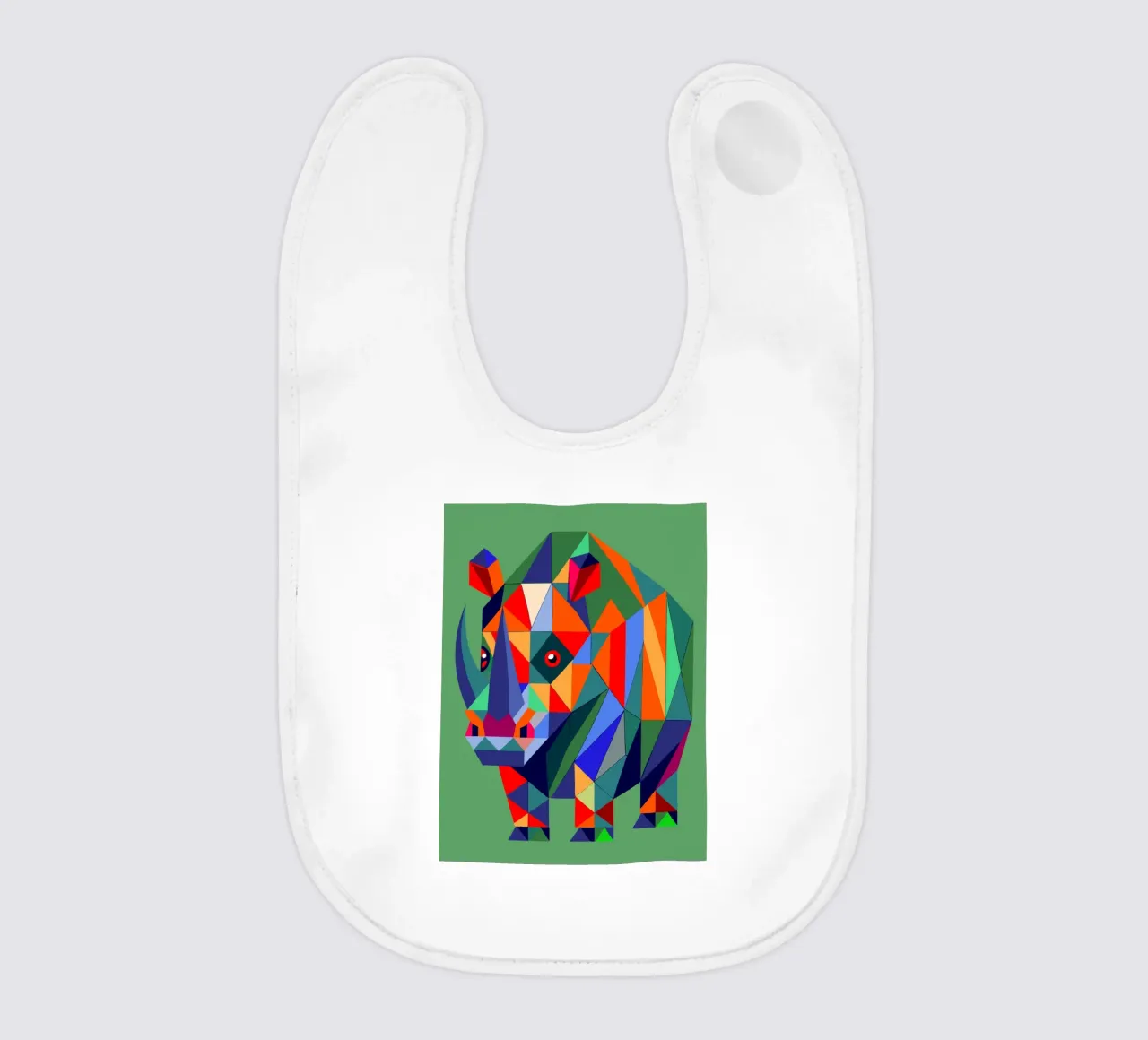 rhinoceros geometrics ilustration baby bib by nemaro