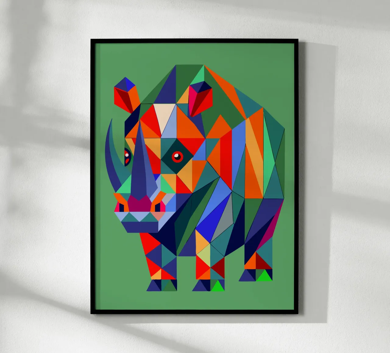 ilustrazione geometrica del rinoceronte poster con telaio in alluminio da nemaro