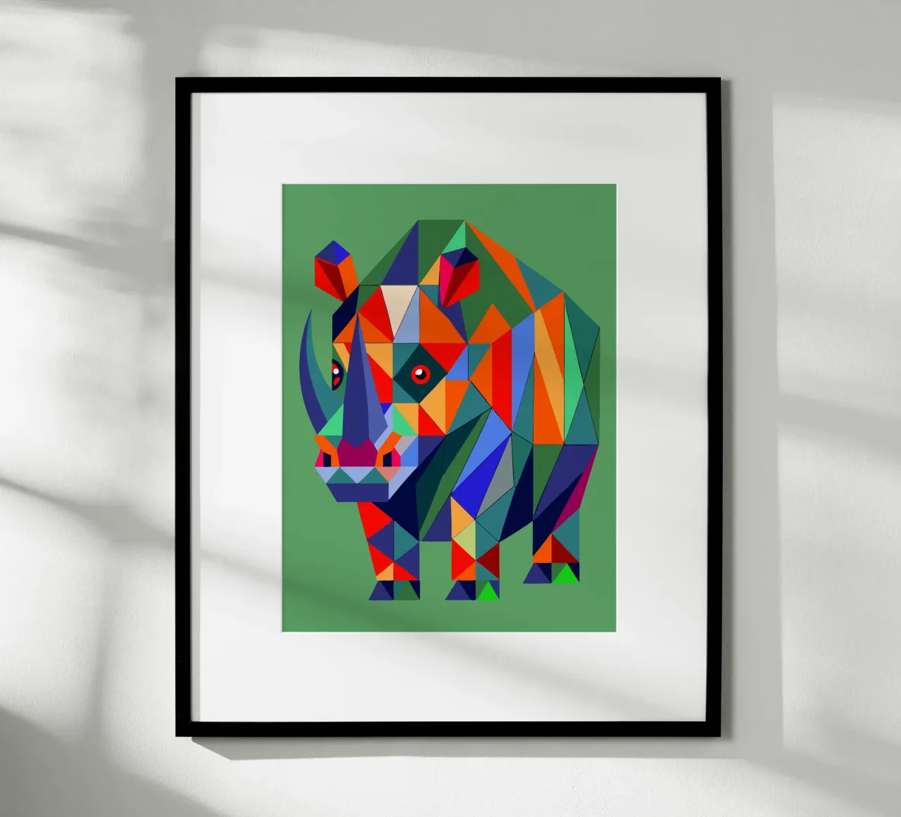 ilustrazione geometrica del rinoceronte poster con telaio in alluminio da nemaro