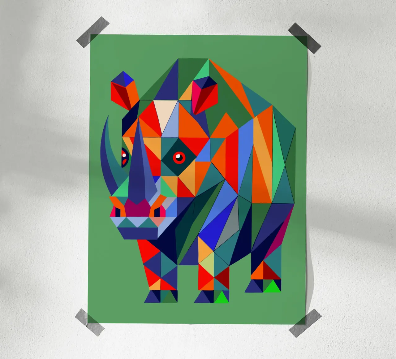 rhinoceros geometrics ilustration poster by nemaro