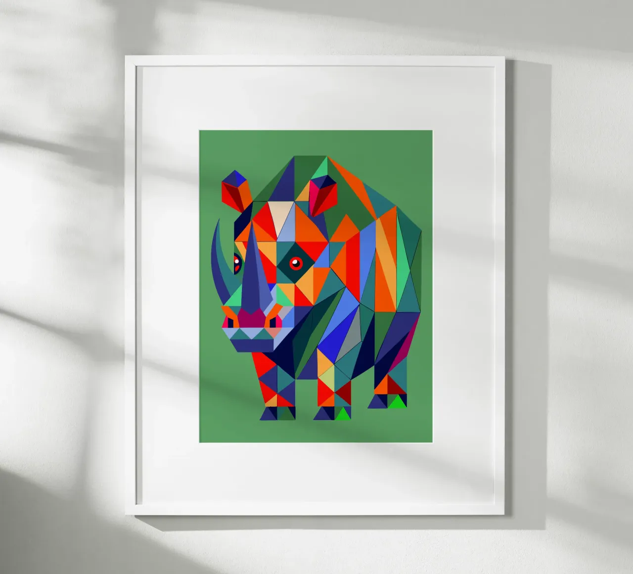 ilustrazione geometrica del rinoceronte poster con telaio in alluminio da nemaro