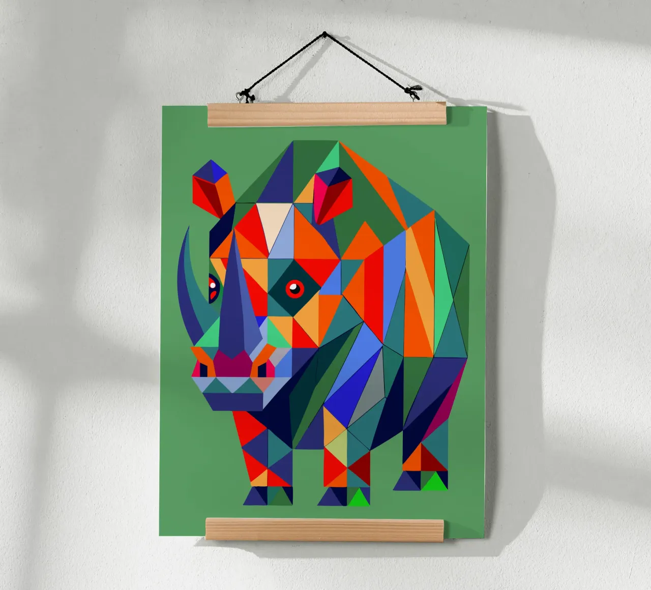 ilustrazione geometrica del rinoceronte poster con telaio in alluminio da nemaro