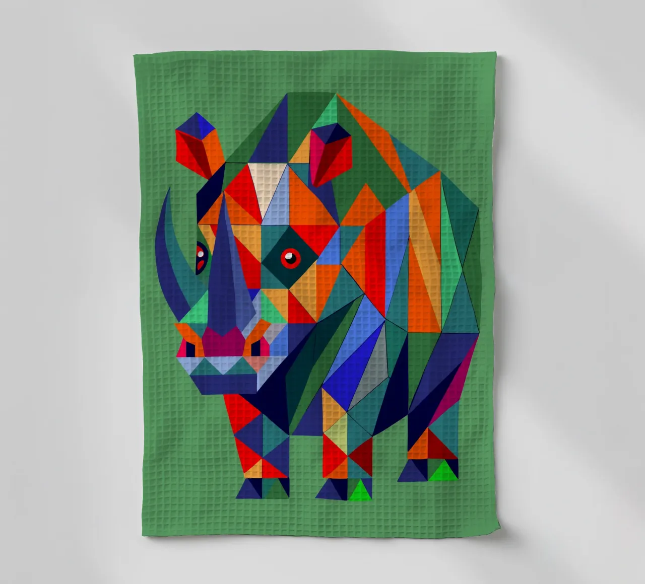rhinocéros géométrie ilustration torchon de nemaro