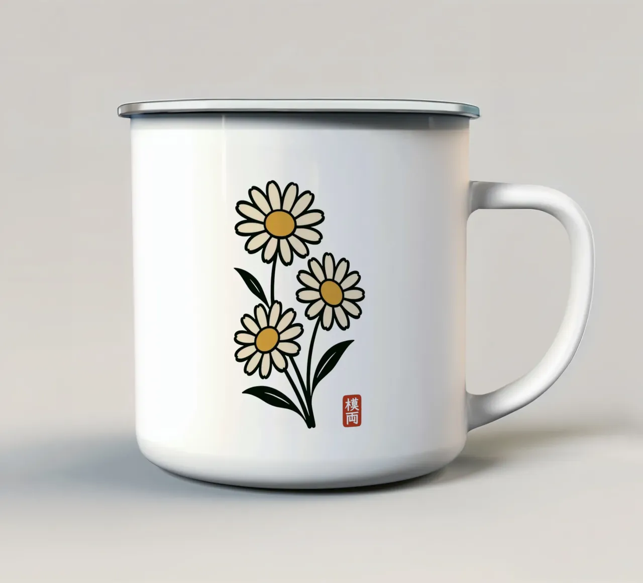 Margherite delicate - Fiori in stile giapponese tazza in smalto da Moqro Home Decoration