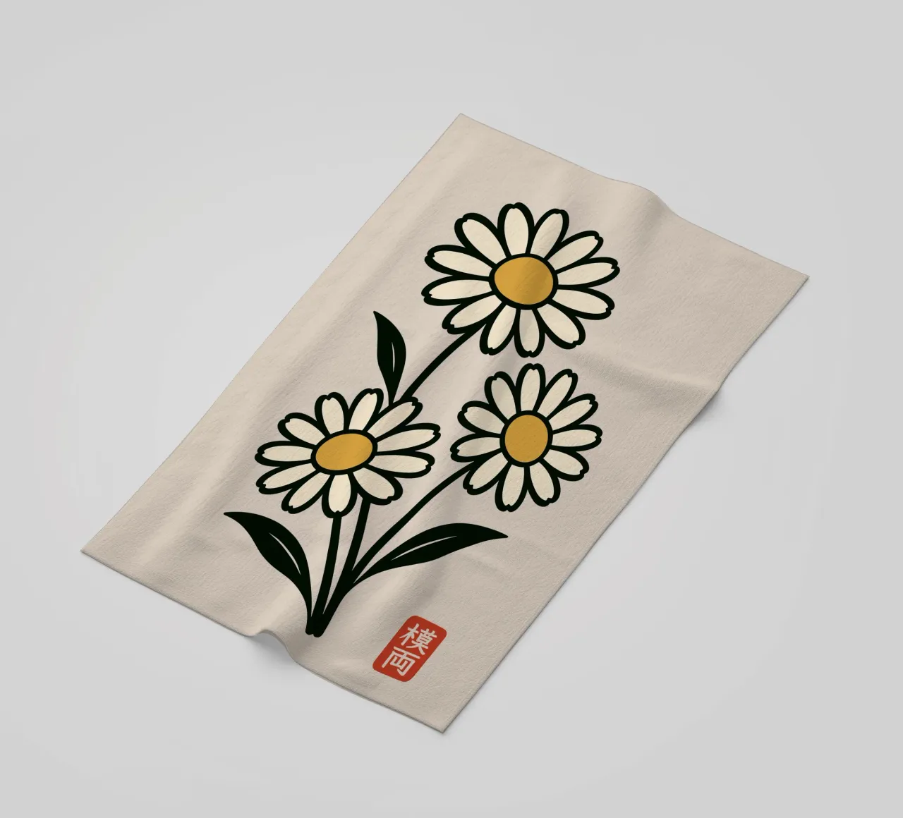 Margherite delicate - Fiori in stile giapponese telo mare da Moqro Home Decoration