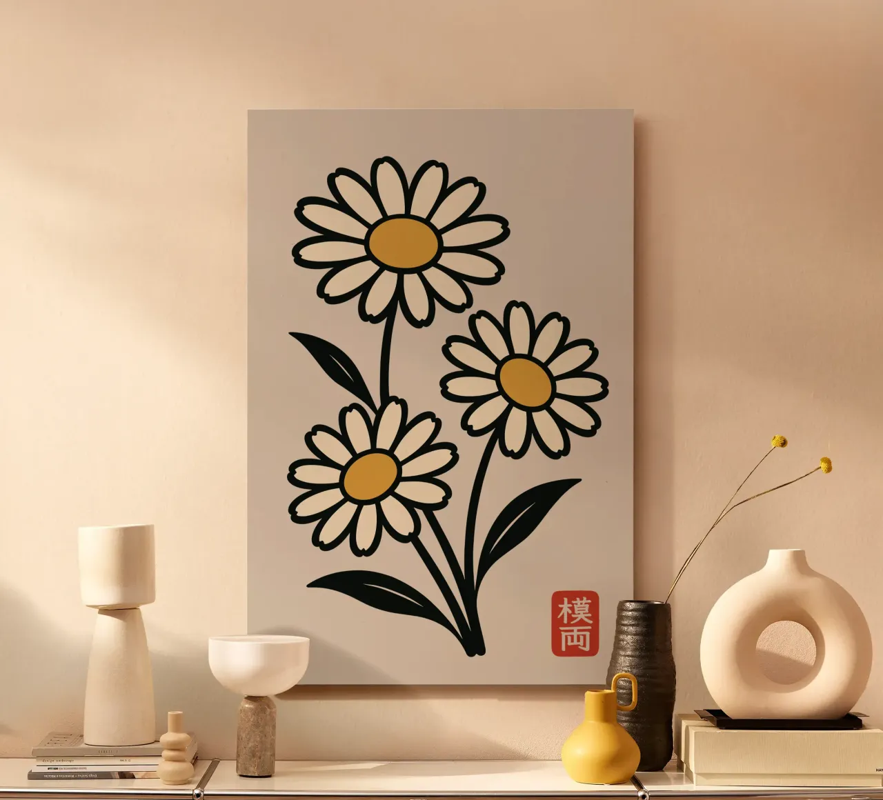 Margherite delicate - Fiori in stile giapponese alluminio dibond da Moqro Home Decoration