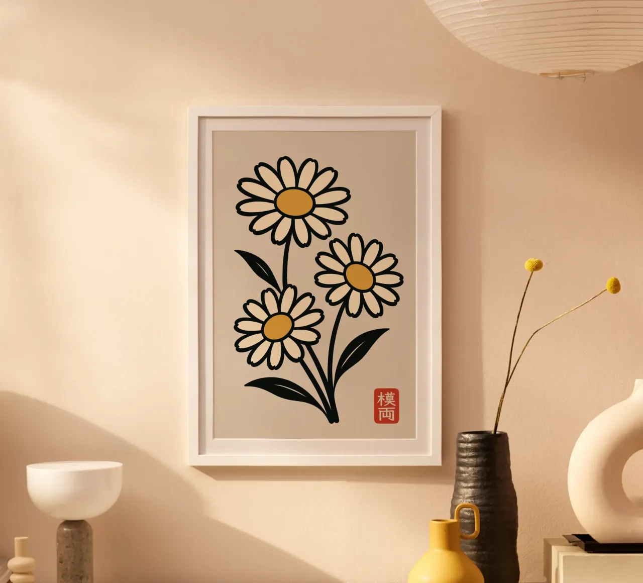 Margherite delicate - Fiori in stile giapponese poster da Moqro Home Decoration