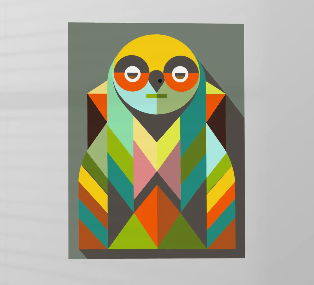 ilustrazione geometrica del bradipo pellicola backlit da nemaro