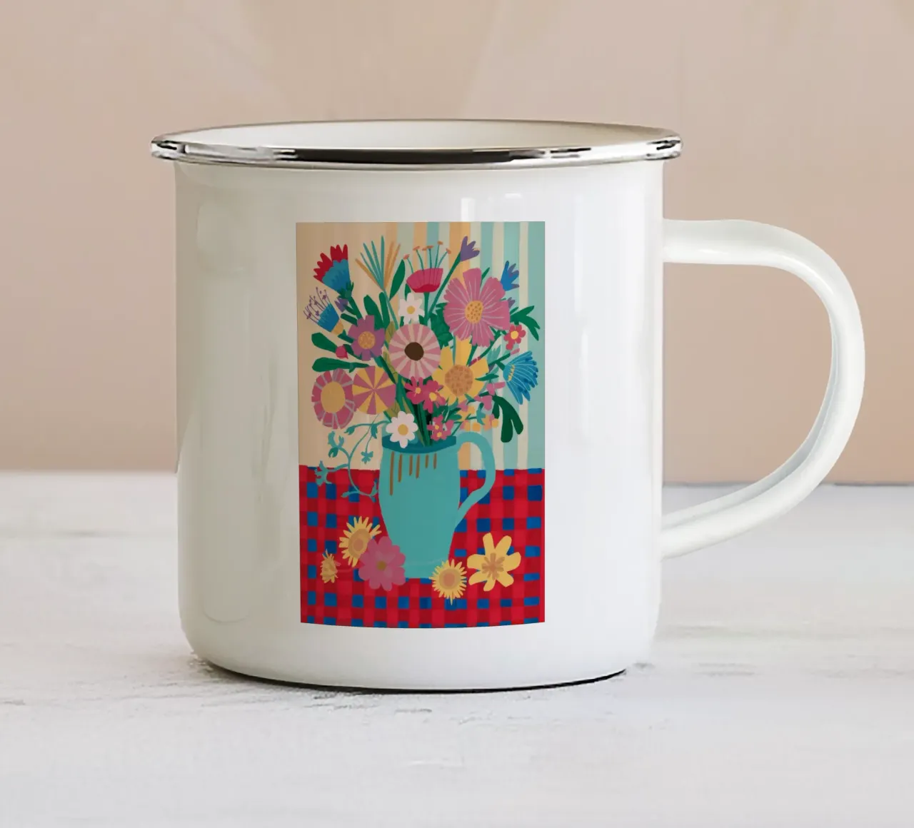 Fiori di percalle ceruleo tazza in smalto da Fable Tempa