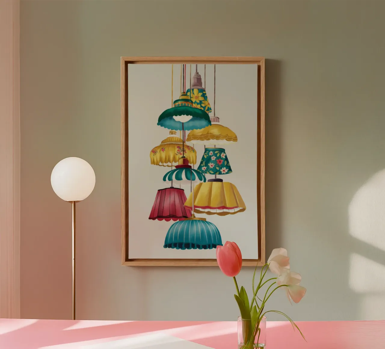 Lampshade Cascade Melody canvas with Floater frame by Tiga Bersama