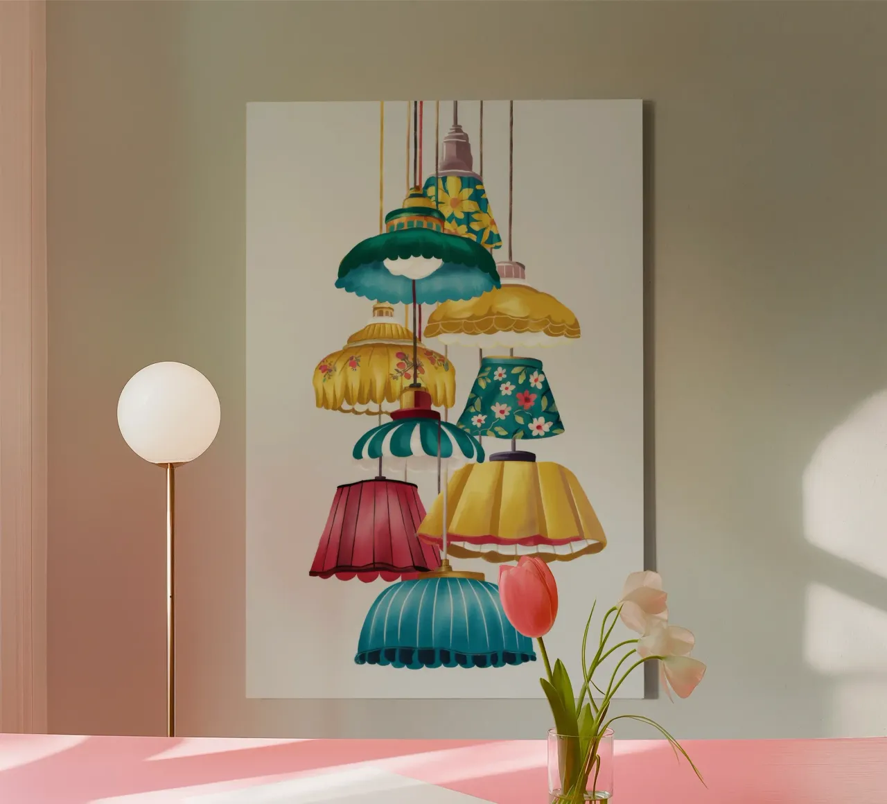 Lampshade Cascade Melody canvas with Floater frame by Tiga Bersama
