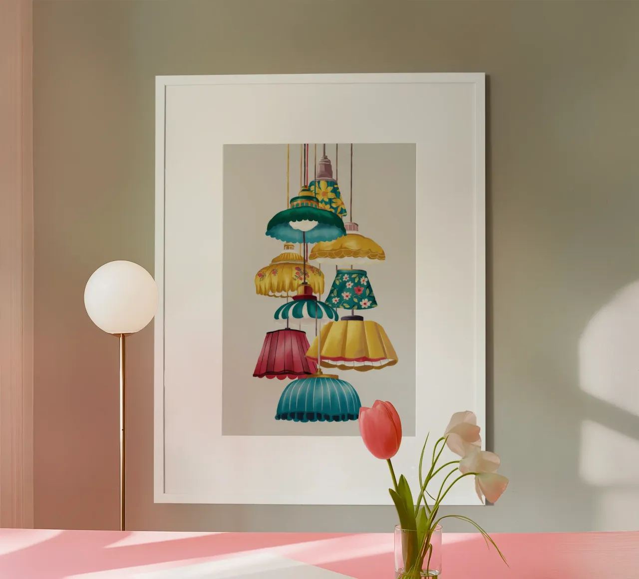 Paralume Cascade Melody poster con telaio in legno da Tiga Bersama