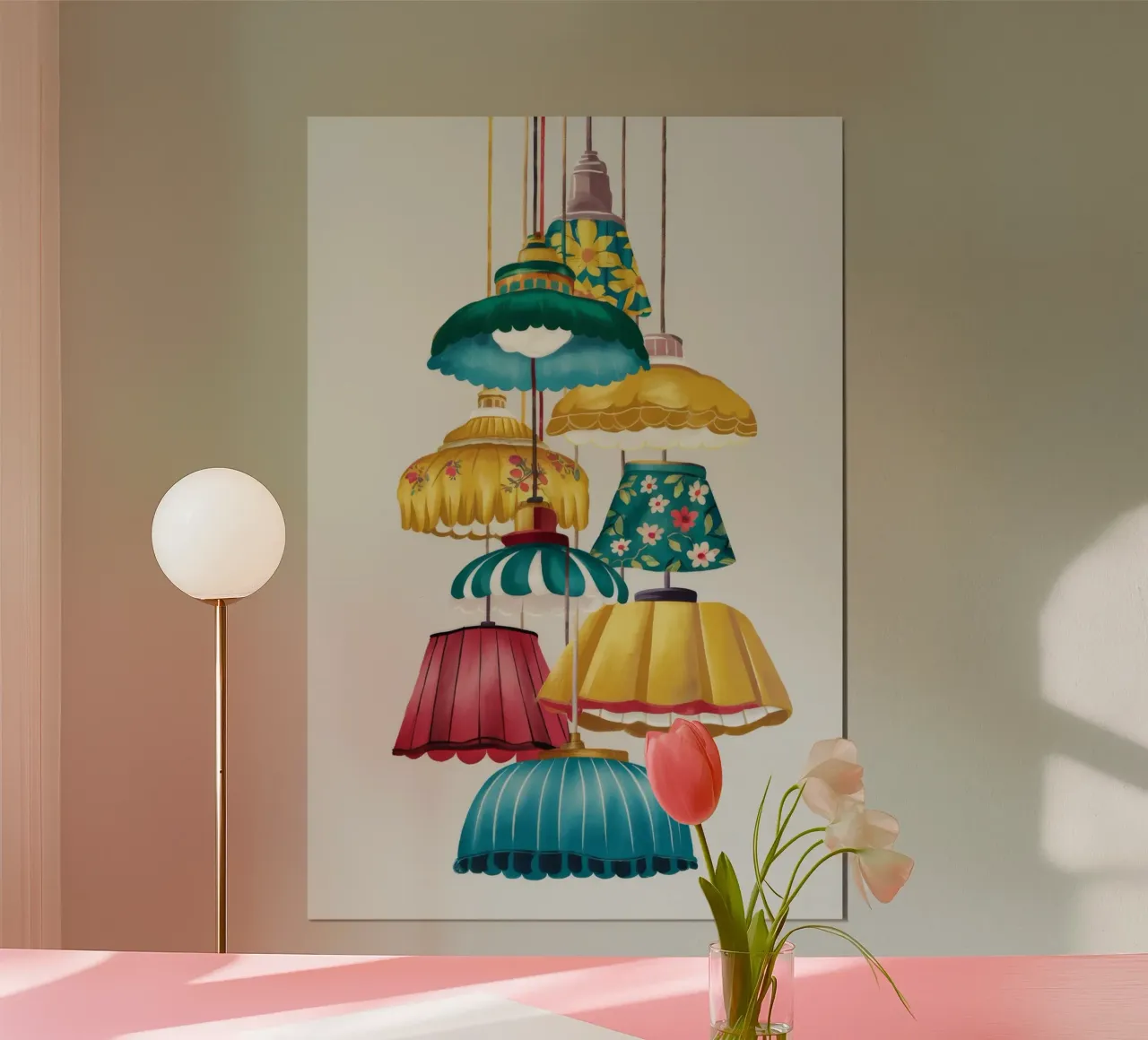 Paralume Cascade Melody poster con telaio in legno da Tiga Bersama