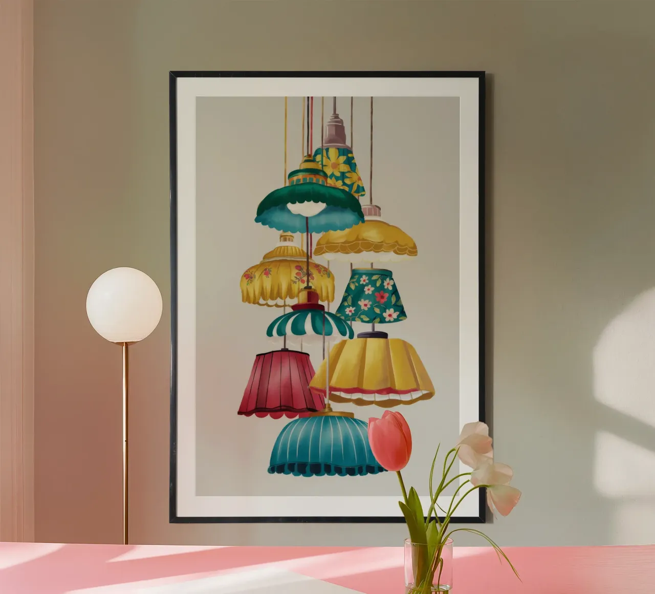 Paralume Cascade Melody poster con telaio in legno da Tiga Bersama
