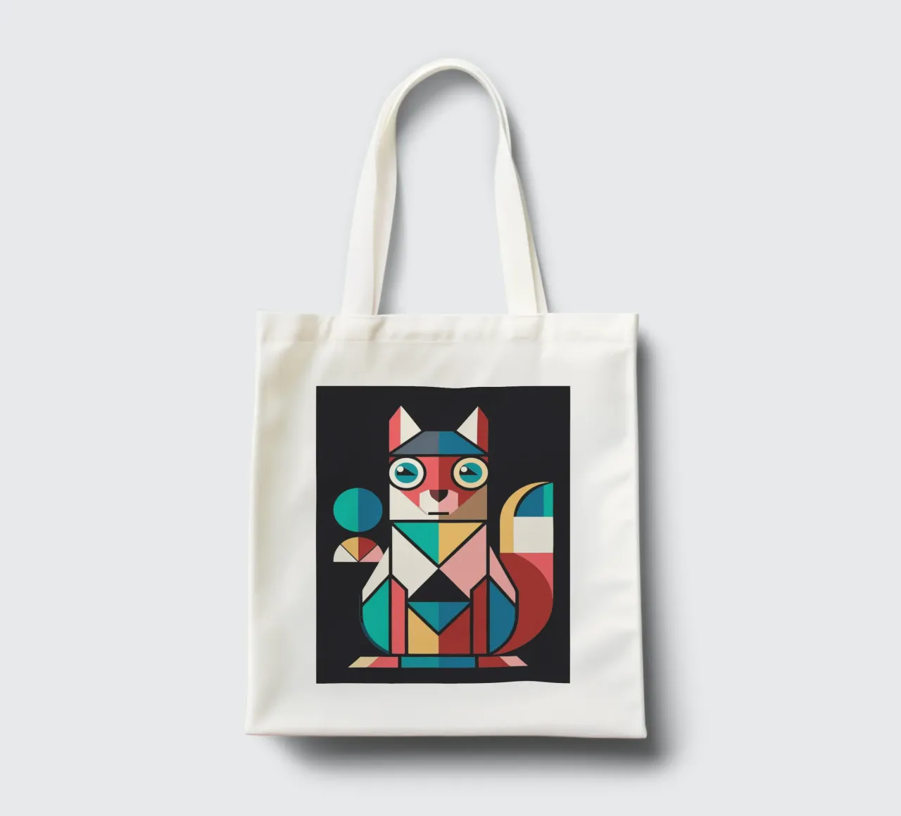 ilustrazione geometrica dello scoiattolo borsa in juta da nemaro