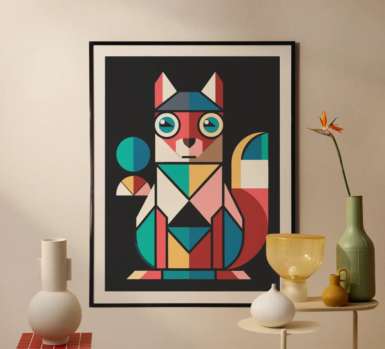 squirrel geometrics ilustration poster by nemaro