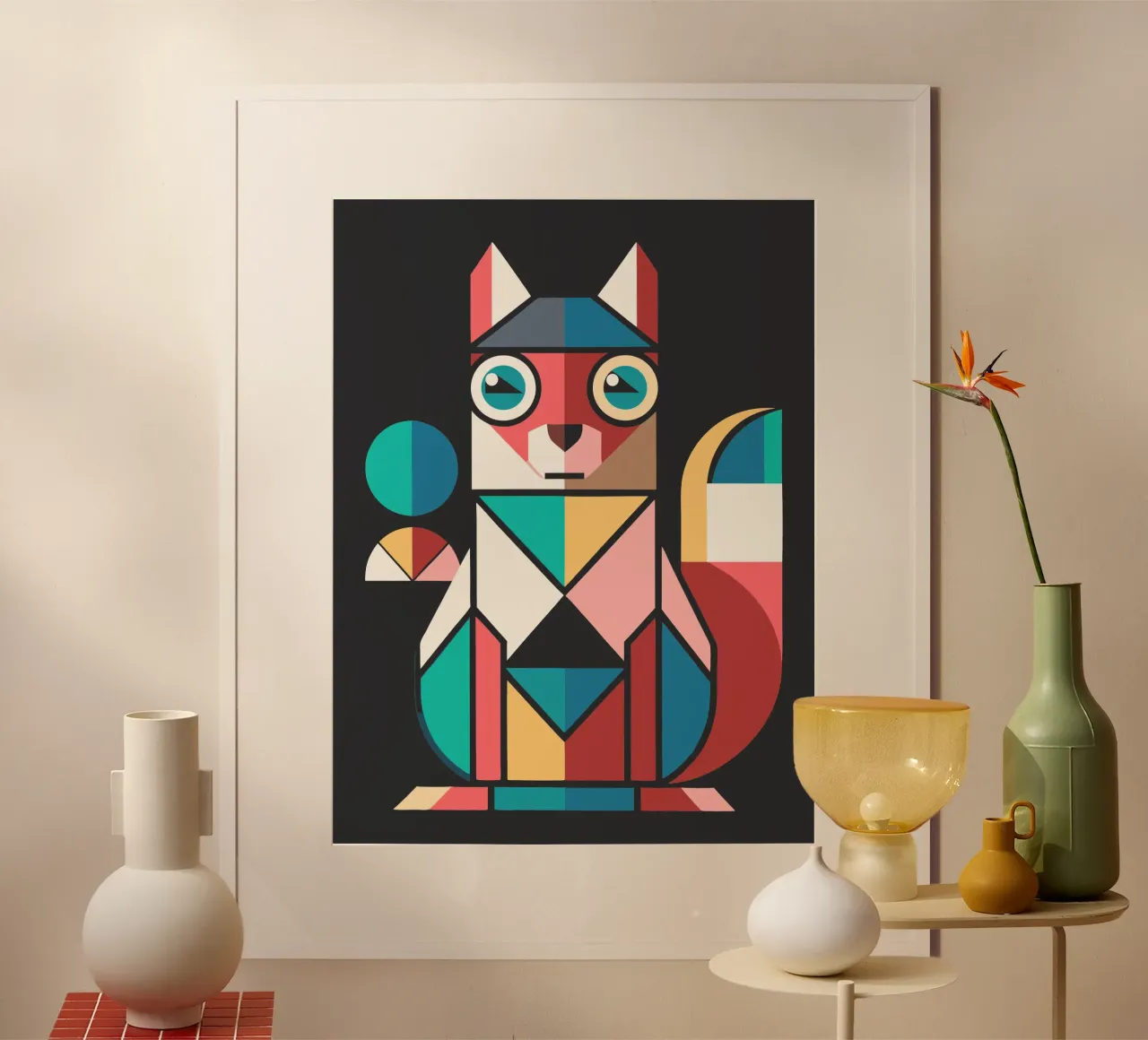 squirrel geometrics ilustration poster by nemaro