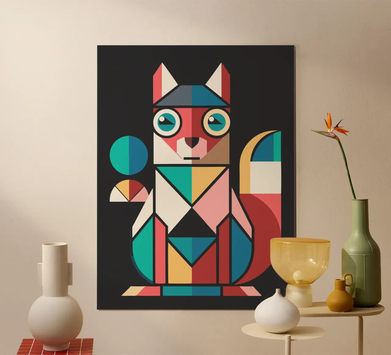 squirrel geometrics ilustration poster by nemaro