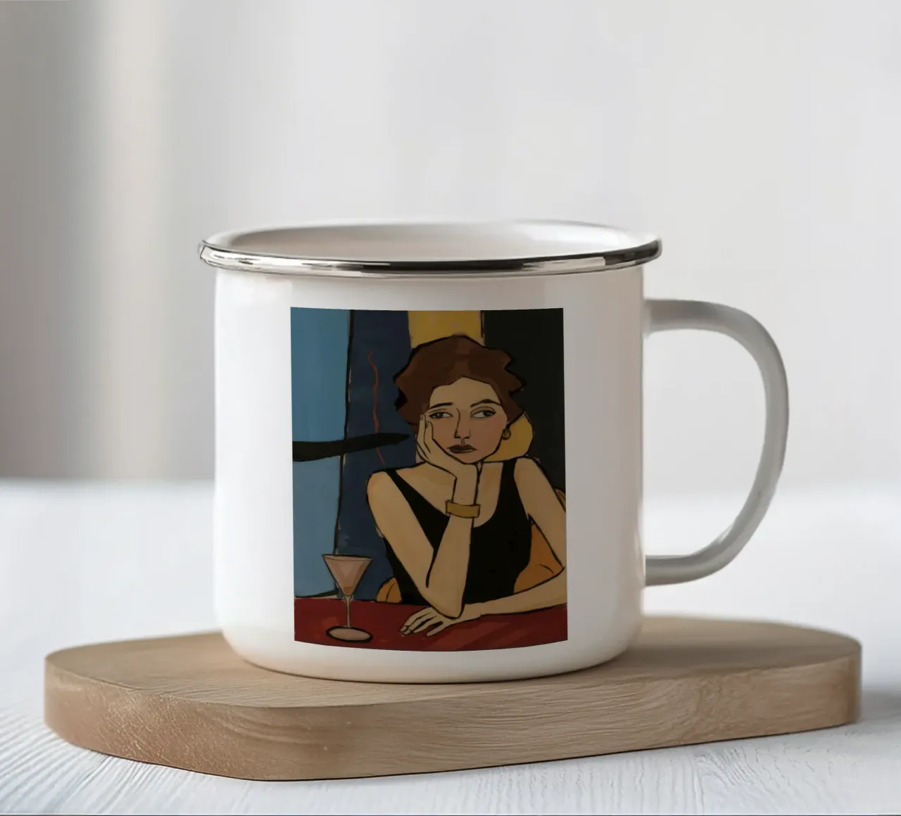 Contemplazione del bicchiere di vino tazza in smalto da Tiga Bersama