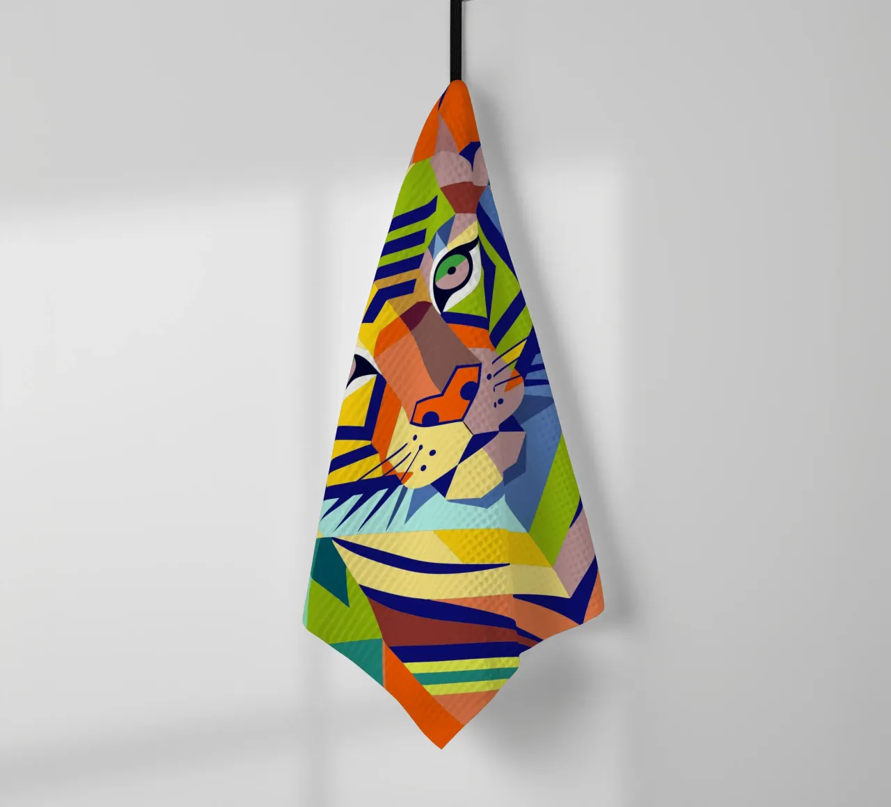 tiger geometrics ilustration tea towel by nemaro