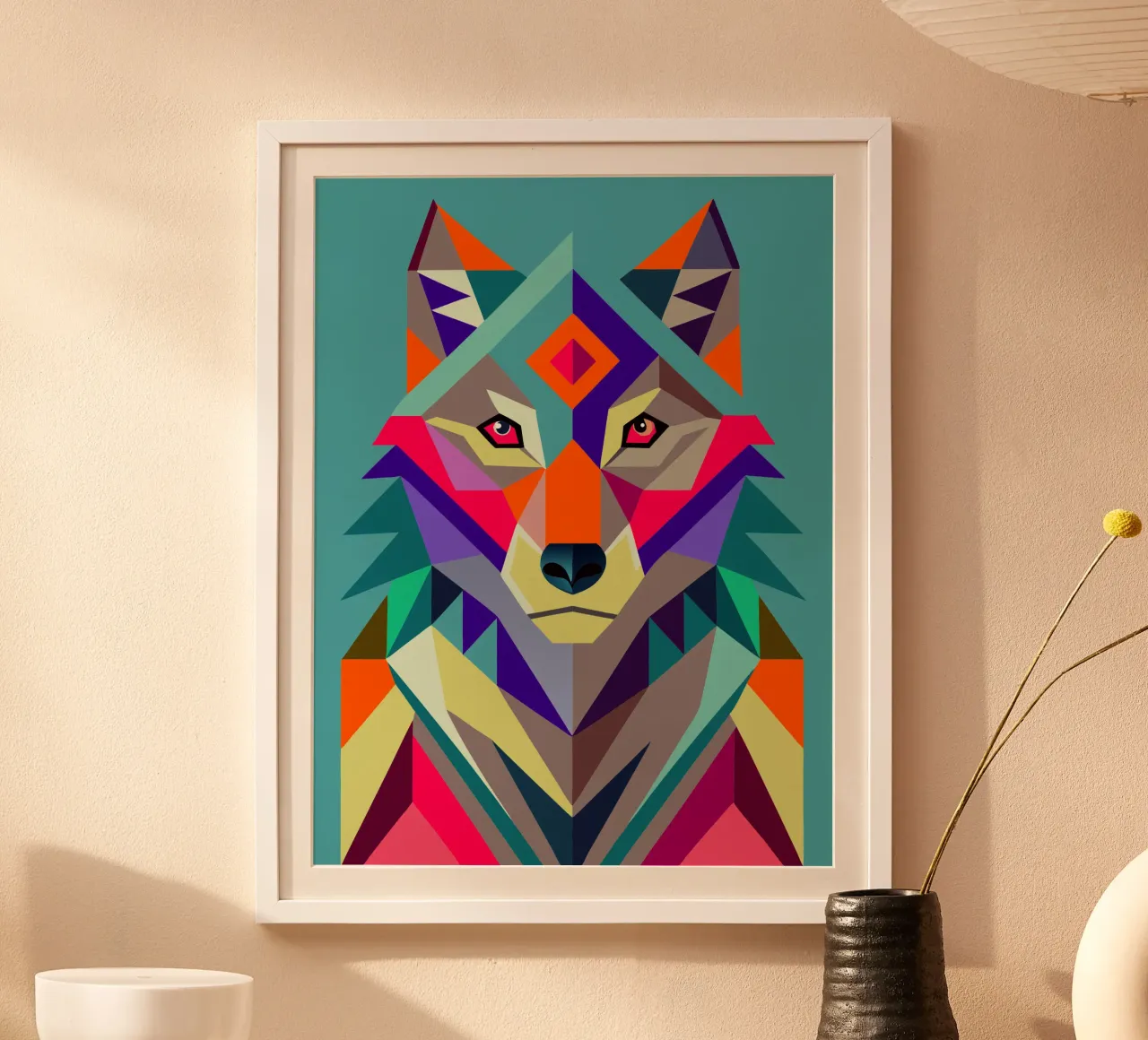 wolf geometrics ilustration poster by nemaro