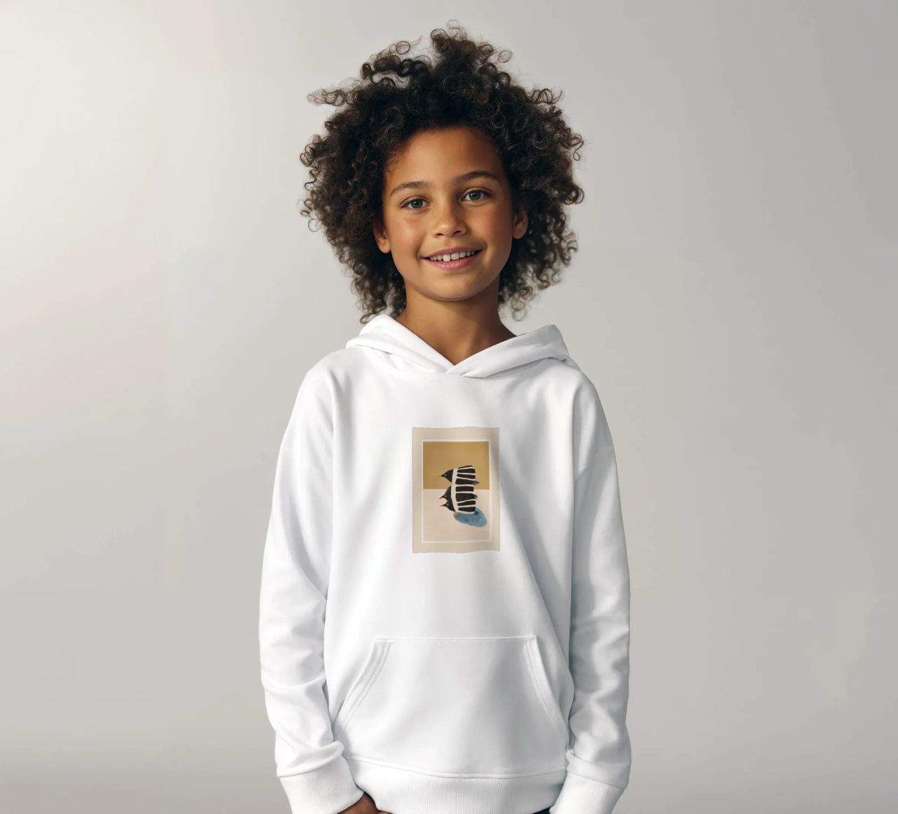 Minimal Penguin Stack felpa bambino con cappuccio da cityart