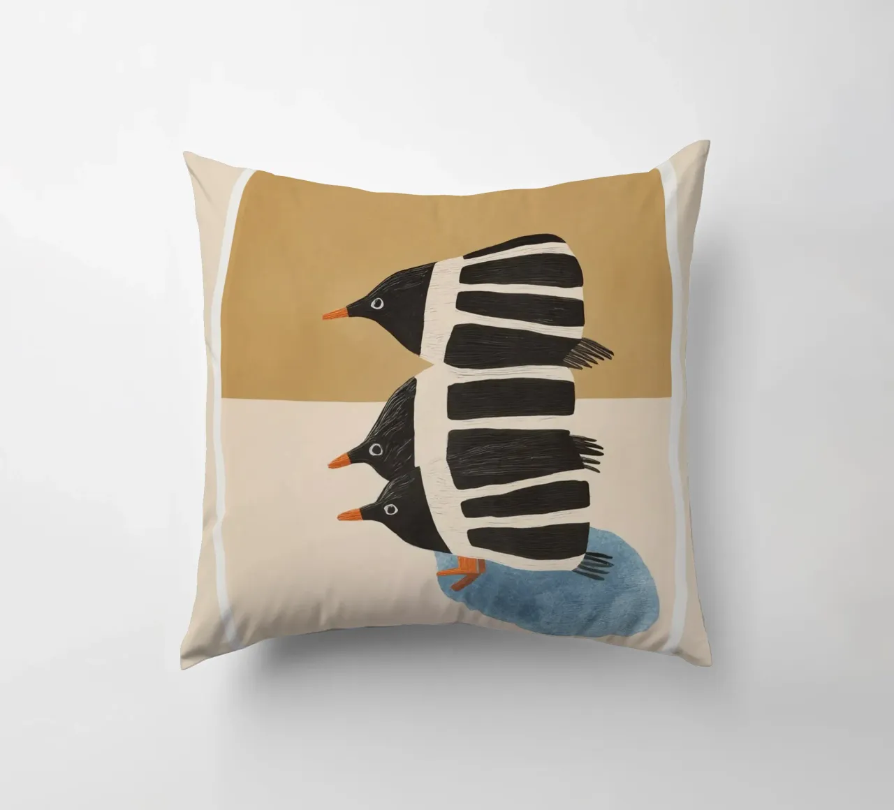 Minimal Penguin Stack decorative cushion by cityart