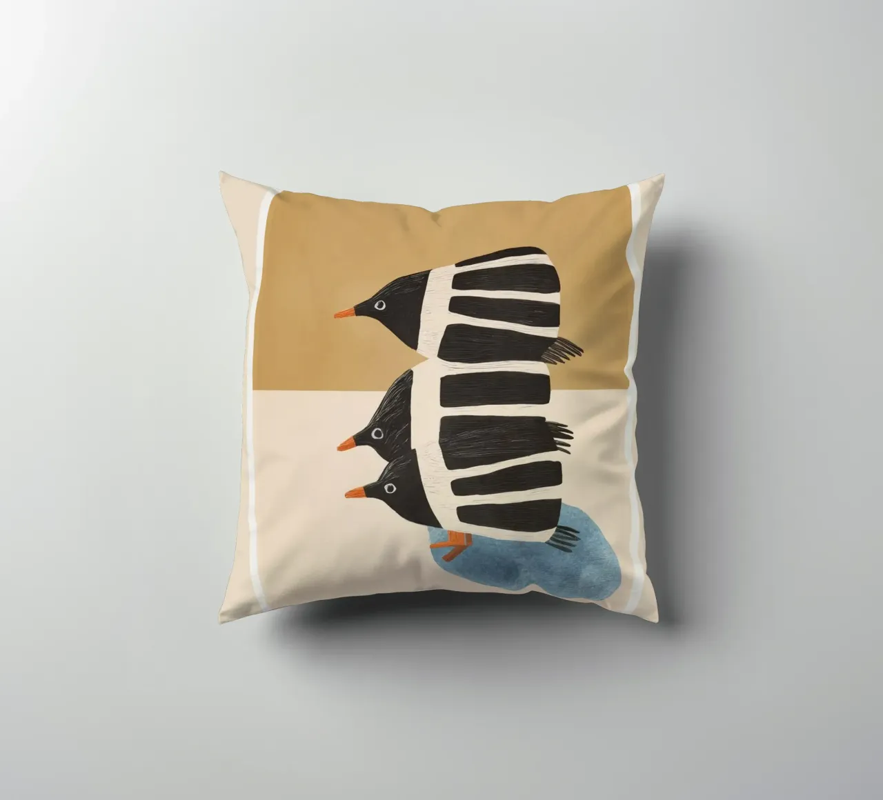 Minimal Penguin Stack decorative cushion by cityart
