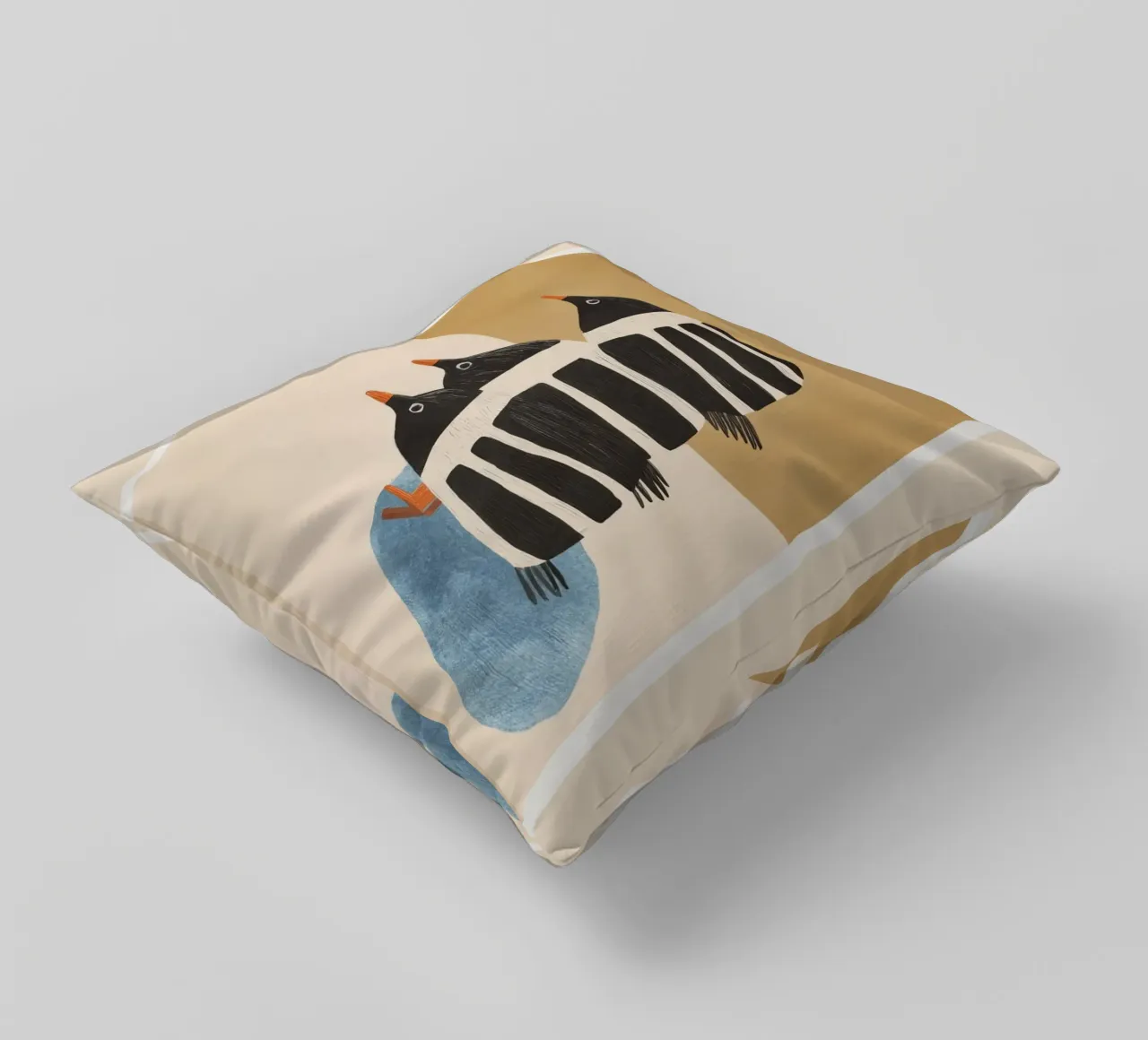 Minimal Penguin Stack decorative cushion by cityart