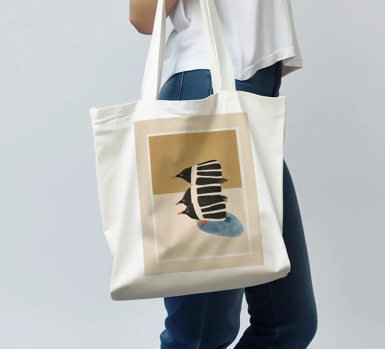 Minimal Penguin Stack tote bag by cityart
