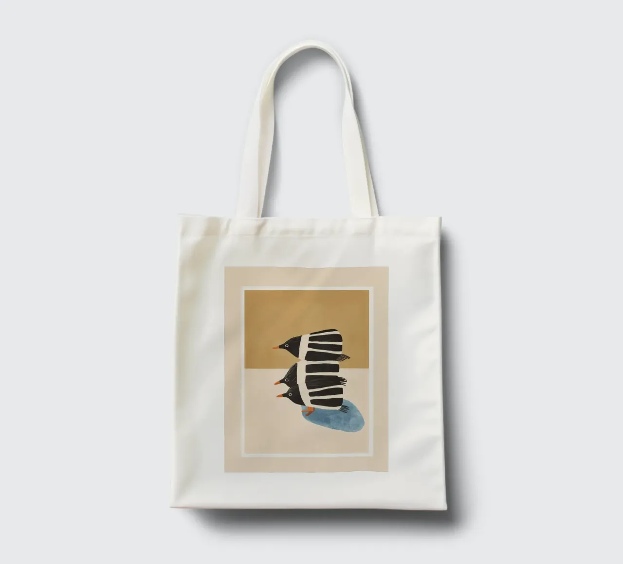 Minimal Penguin Stack borsa in juta da cityart