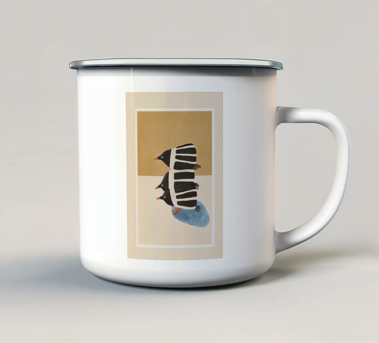 Minimal Penguin Stack tazza in smalto da cityart