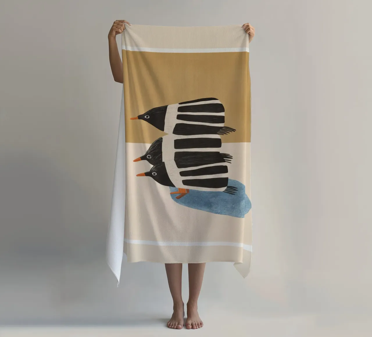 Minimal Penguin Stack serviette de plage de cityart