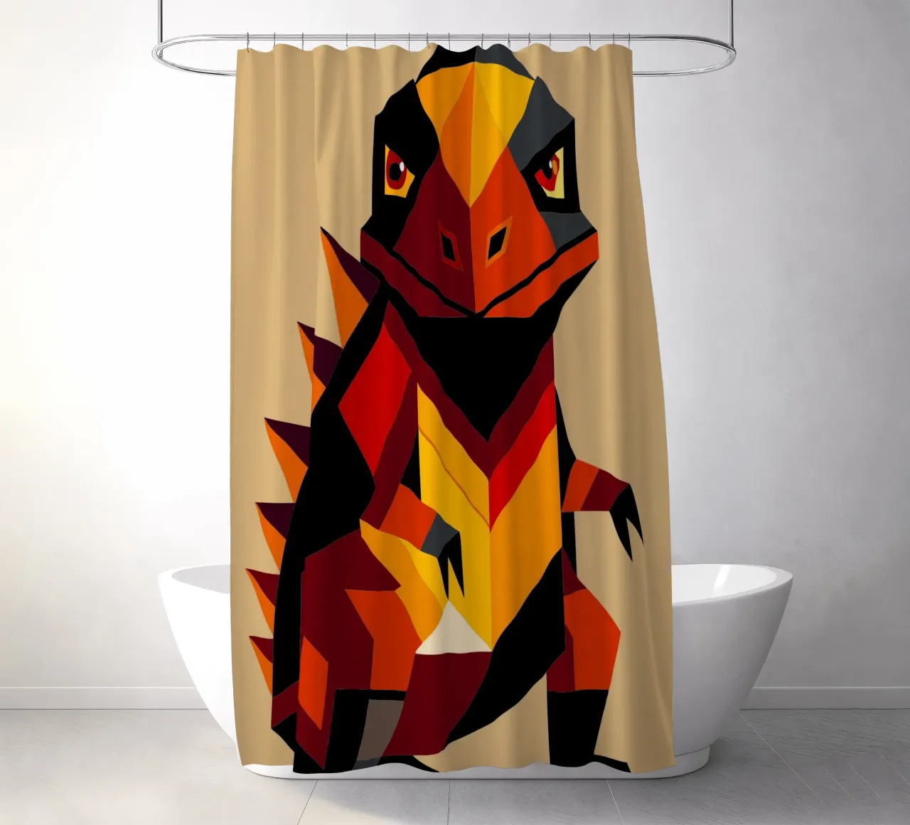 ilustrazione geometrica di komodo tenda da doccia da nemaro