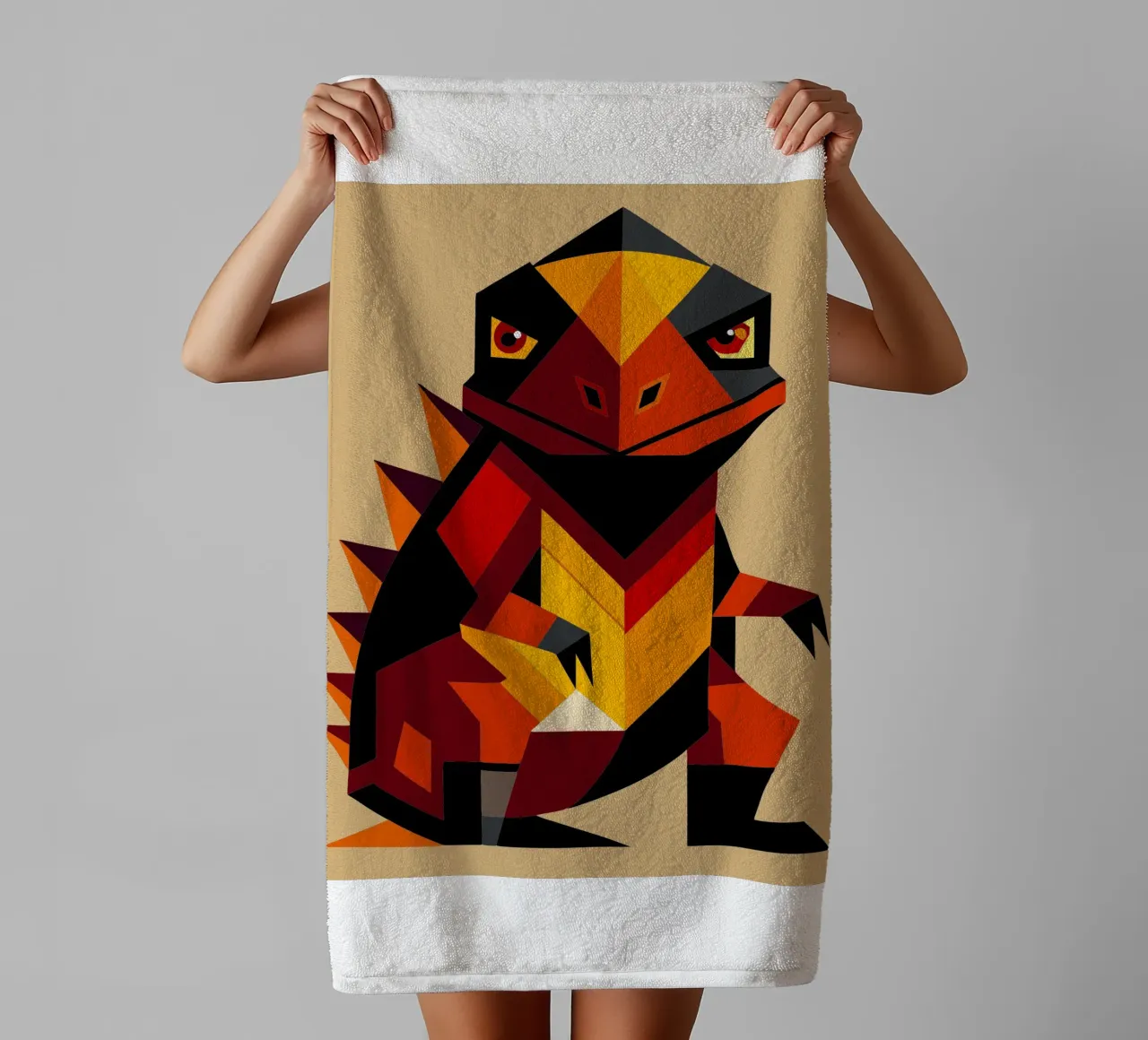 ilustrazione geometrica di komodo asciugamano da bagno da nemaro