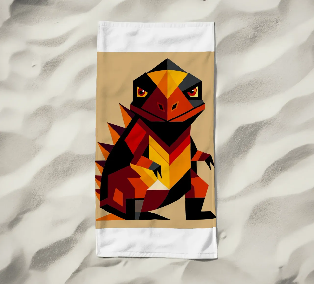 ilustrazione geometrica di komodo telo mare da nemaro