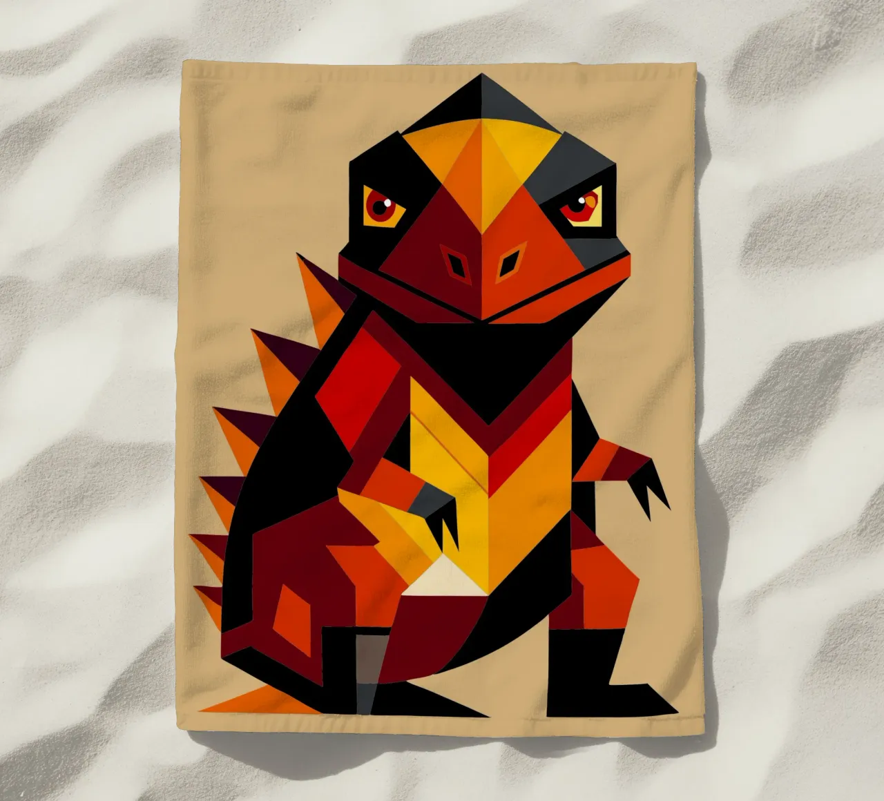ilustrazione geometrica di komodo telo mare da nemaro