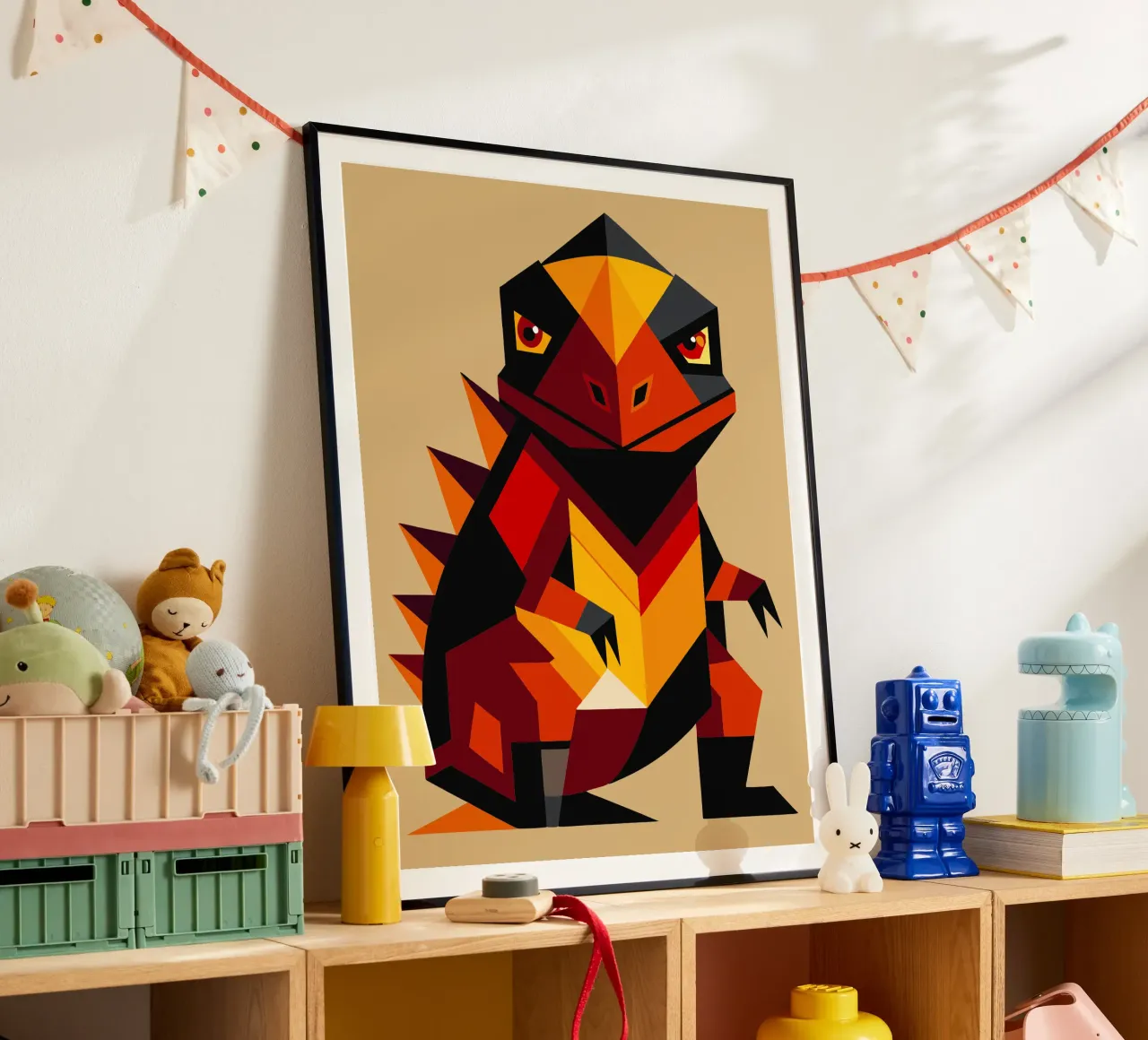 ilustrazione geometrica di komodo carta hahnemühle da nemaro
