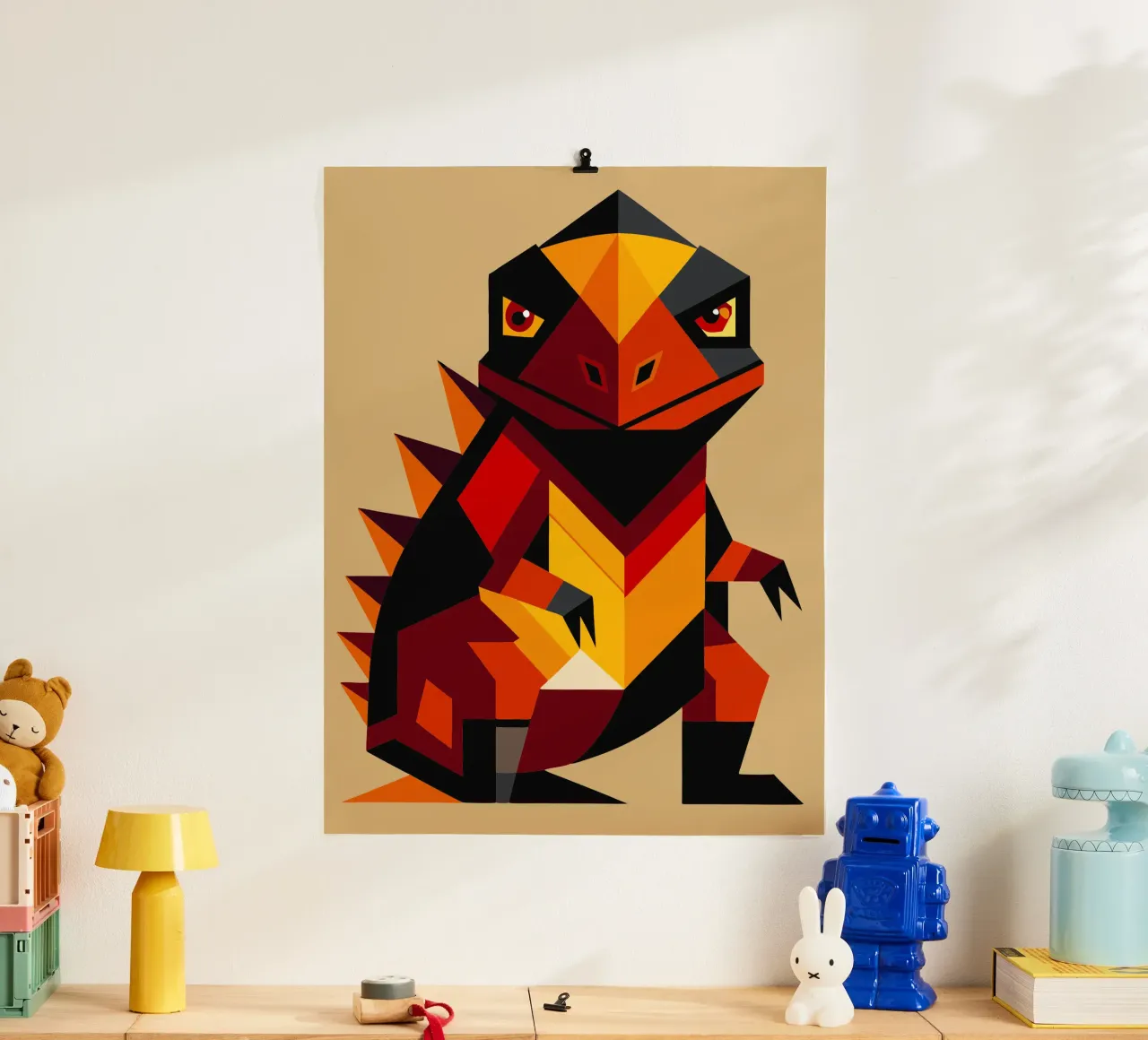 ilustrazione geometrica di komodo carta hahnemühle da nemaro